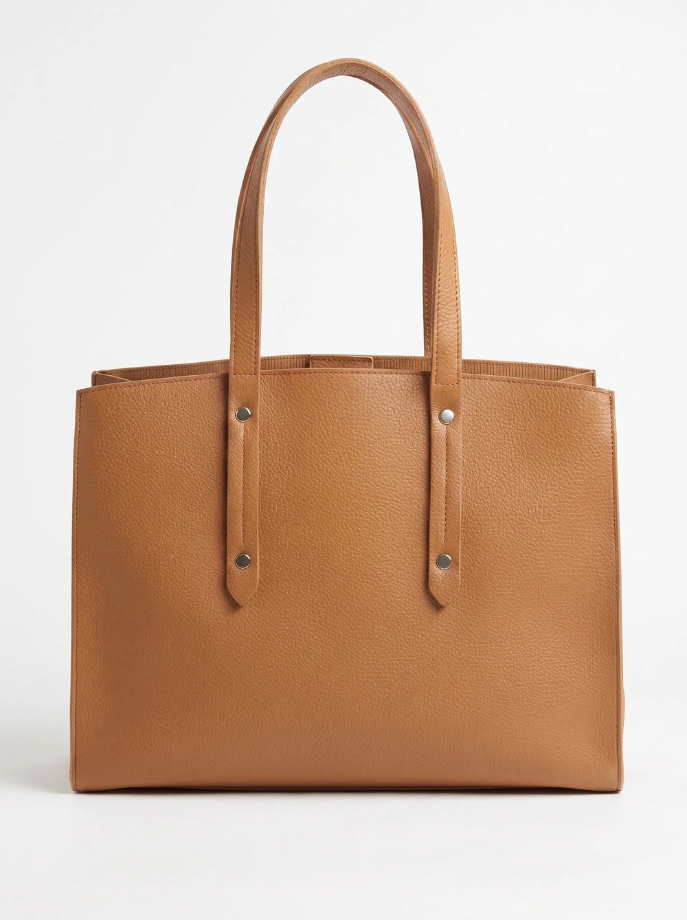Atlas Wave tan PU leather tote bag with two zip compartments and gold rivet detail large tote bag for women online Pakistan by WestStyle