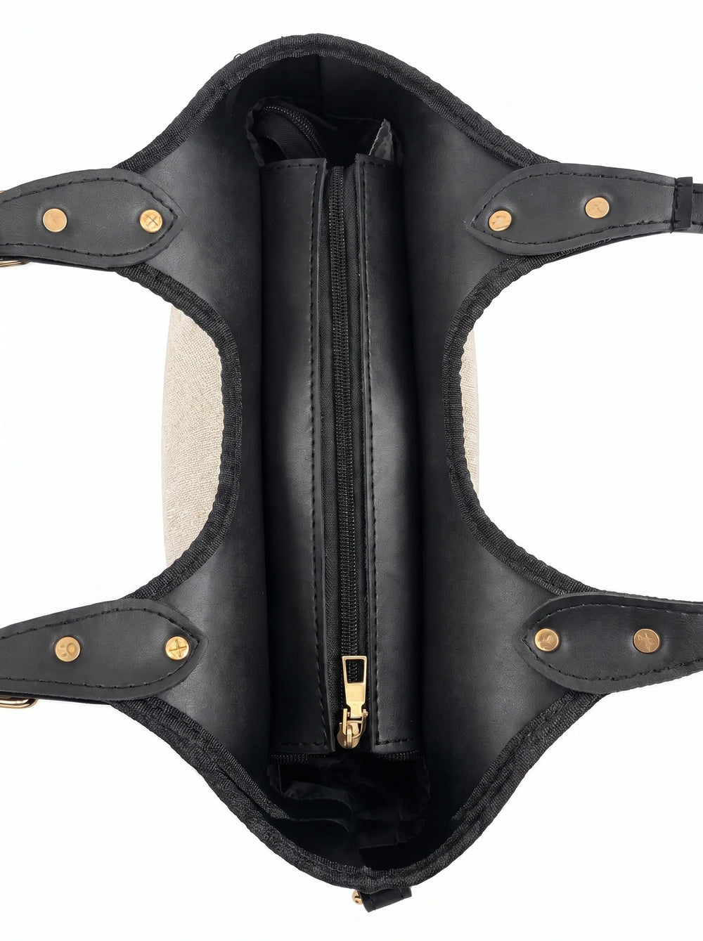 Top zip closure and black leather trim edge on WestStyle beige canvas tote bag college bag for girls Pakistan