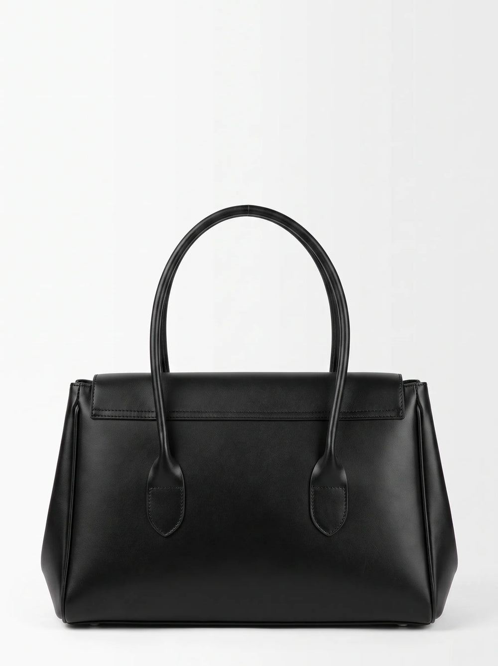 WestStyle Lonn structured black faux leather handbag showing wide silhouette and gold base feet office handbag for women Pakistan