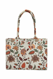 Floral Beige Large Canvas Tote Bag for Women - WestStyle