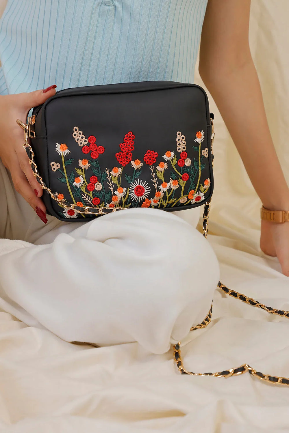 WestStyle Chic black floral crossbody bag worn crossbody side bag for women Pakistan