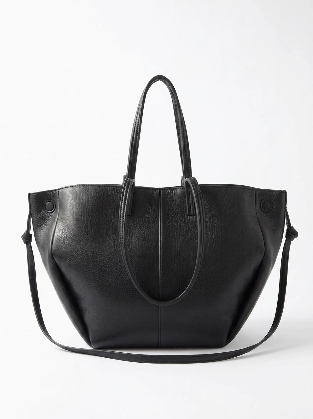 Daytona black structured tote bag for women with dual handles and detachable shoulder strap large leather tote bag online Pakistan by WestStyle