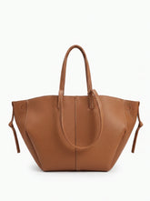Daytona tan leather tote bag for women with knotted side straps and contrast stitching — structured ladies tote bag online Pakistan by WestStyle