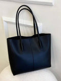 A Black PU leather tote bag inspired by Shein placed in a plain white background - weststyle