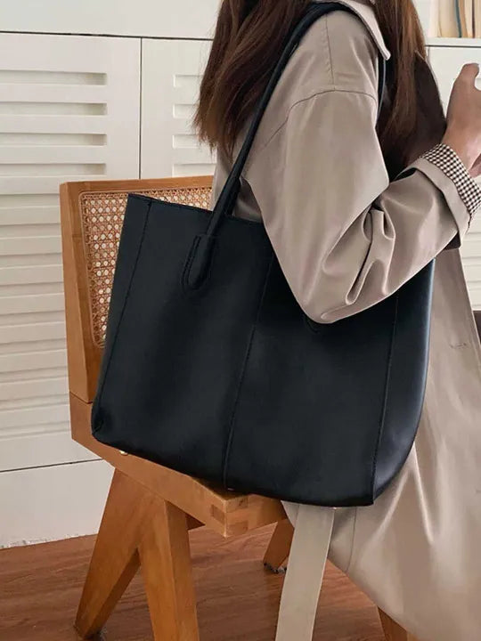 WestStyle Everyday Tote black large PU leather bag worn on shoulder large tote bag for women Pakistan