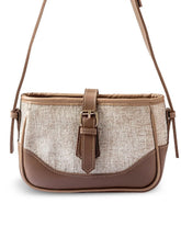 Brown and beige women handbag with a strap on a white background - WestStyle