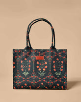 Floral Print Durable Canvas Tote Bag for University Girls - WestStyle
