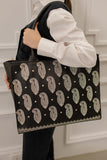 BRODERY CANVAS BAG - BLACK - M031