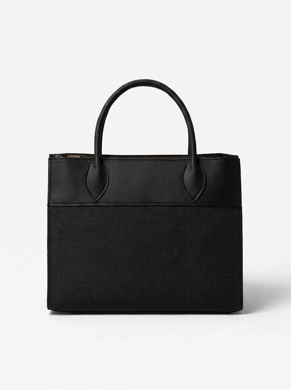 Black structured shoulder bag for women with Saffiano texture, dual handles and detachable strap ladies office handbag online Pakistan by WestStyle