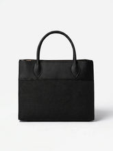Black structured shoulder bag for women with Saffiano texture, dual handles and detachable strap ladies office handbag online Pakistan by WestStyle