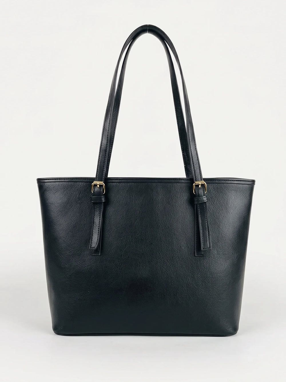 WestStyle Buckle Tote black with gold buckle hardware and textured faux leather ladies tote bag online Pakistan