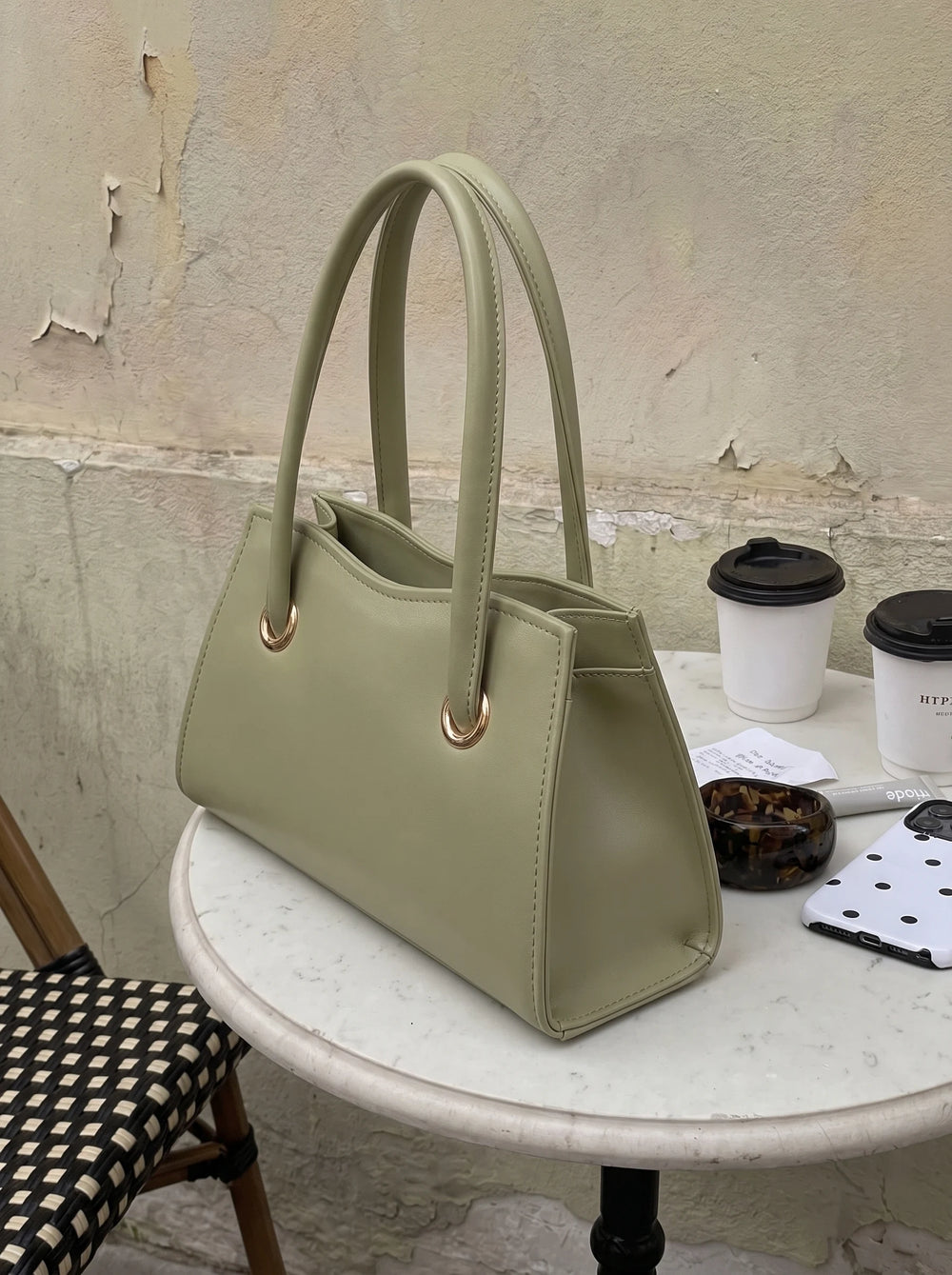 Rose-gold O-ring hardware on WestStyle Baul Ring olive green crossbody bag Instagrammable bag for girls Pakistan