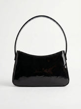 Shine Cherry black patent baguette shoulder bag with single loop handle stylish ladies handbag online Pakistan by WestStyle