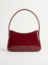 Shine Cherry deep maroon patent baguette shoulder bag with single loop handle stylish ladies handbag online Pakistan by WestStyle