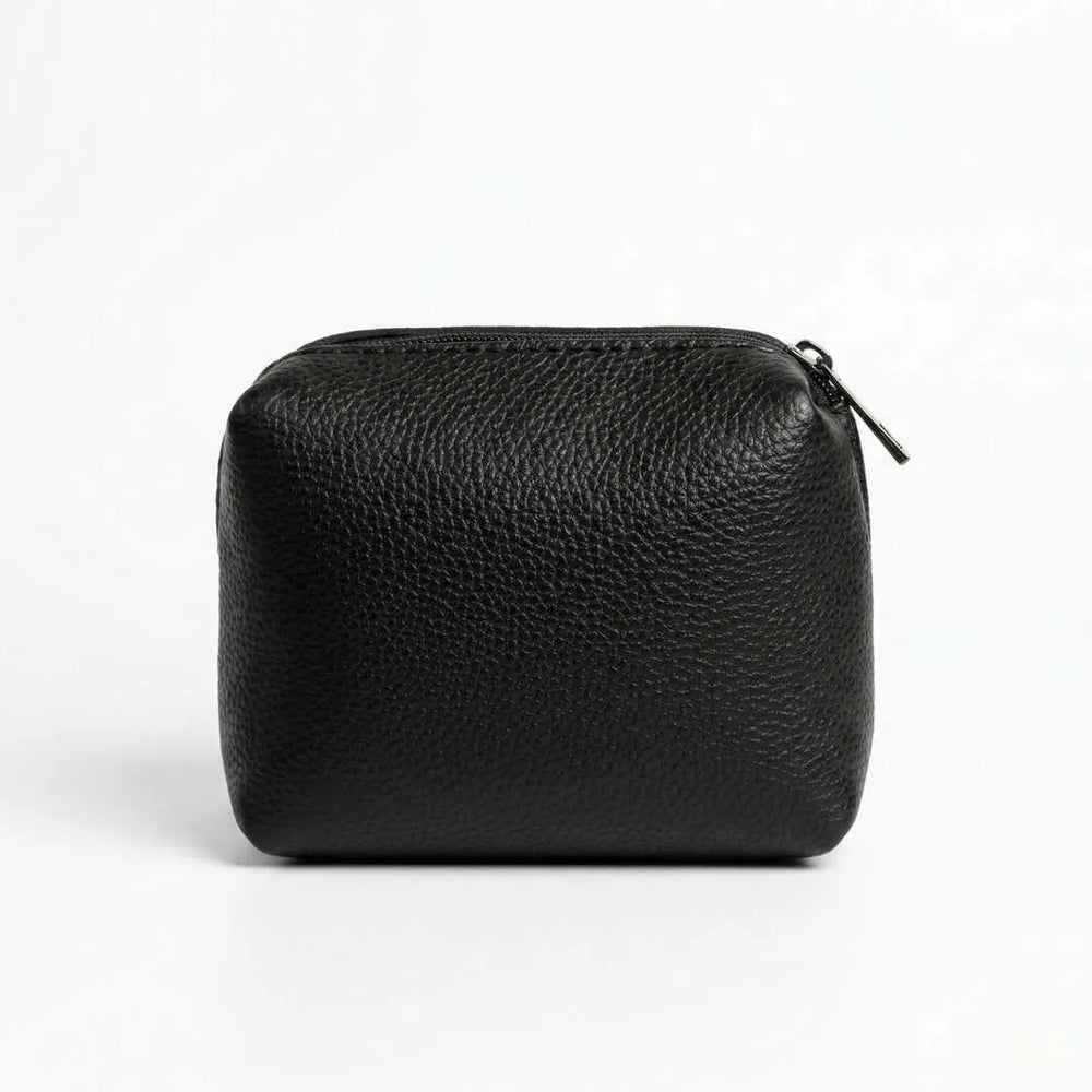 Joblet black pebbled leather tote bag with matching zip pouch — 2-piece women's bag set online Pakistan by WestStyle