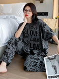 LOVE PRINTED SUIT - GREY - M057 