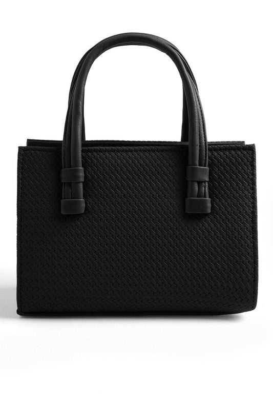 WOVEN HANDBAG - BLACK - M116