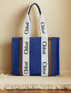 CHLOE CANVAS TOTE - BLUE  - M074