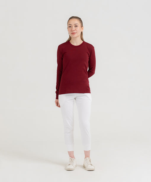 WOMEN PLAIN TEE - MAROON - M089 