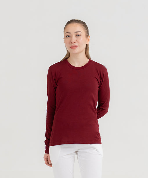 WOMEN PLAIN TEE - MAROON - M089 