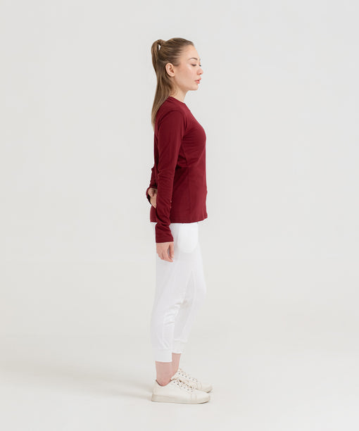WOMEN PLAIN TEE - MAROON - M089 