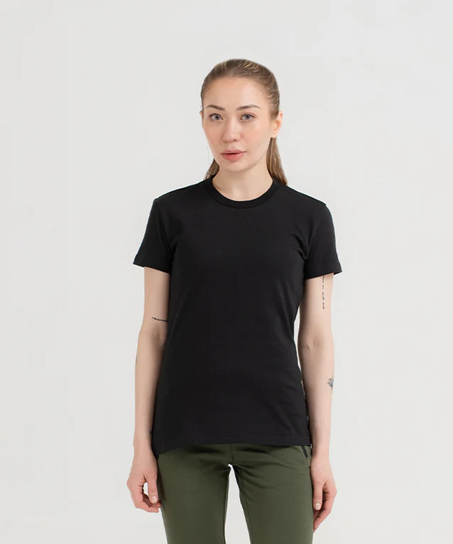 WOMEN PLAIN TEE - BLACK - M046 