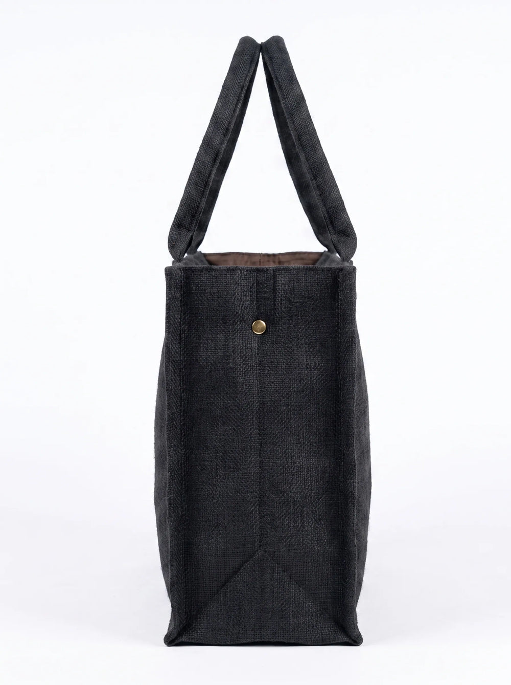 WestStyle black jute embroidered tote bag worn on shoulder canvas tote bag for university and college women Pakistan