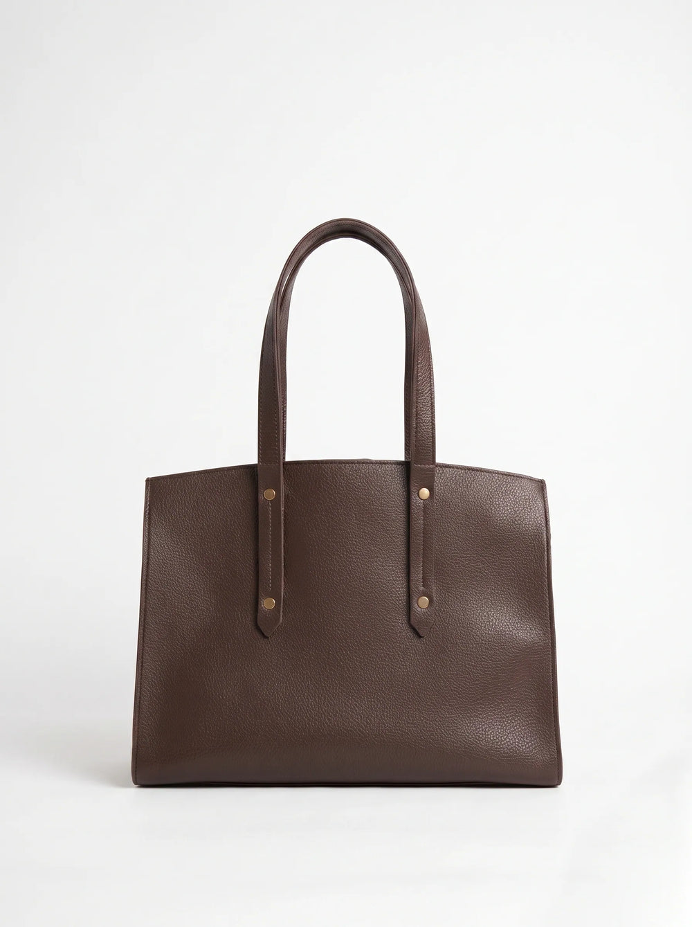 Atlas Wave deep brown PU leather tote bag with two zip compartments and antique brass rivets large tote bag for women online Pakistan by WestStyle
