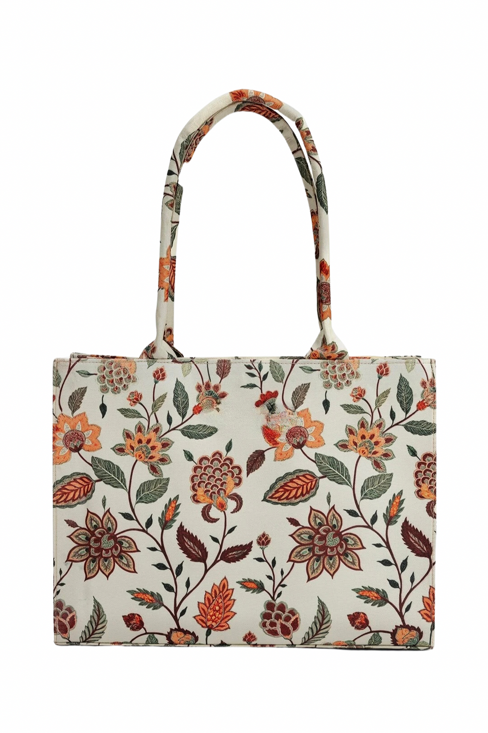Floral Beige Large  Canvas Tote Bag for Women - WestStyle