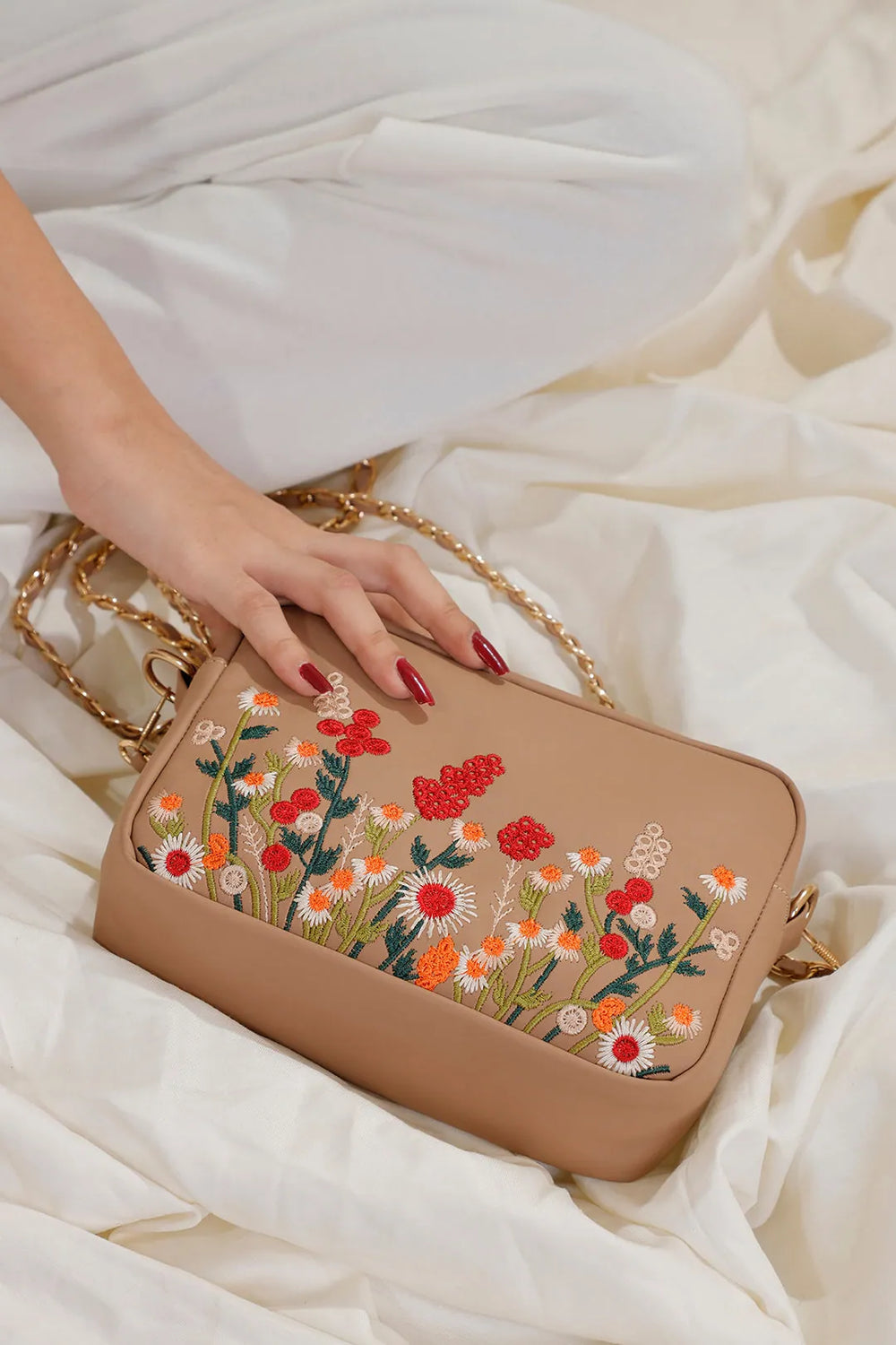 WestStyle Chic Crossbody taupe floral bag worn crossbody side bag for girls Pakistan