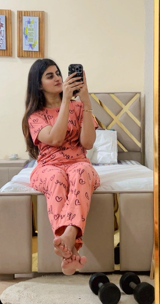 LOVE TEXT SUIT - PINK - M059