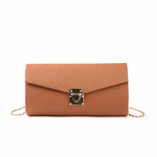 SQUARE QUILTED CLUTCH - MUSTARD -M026