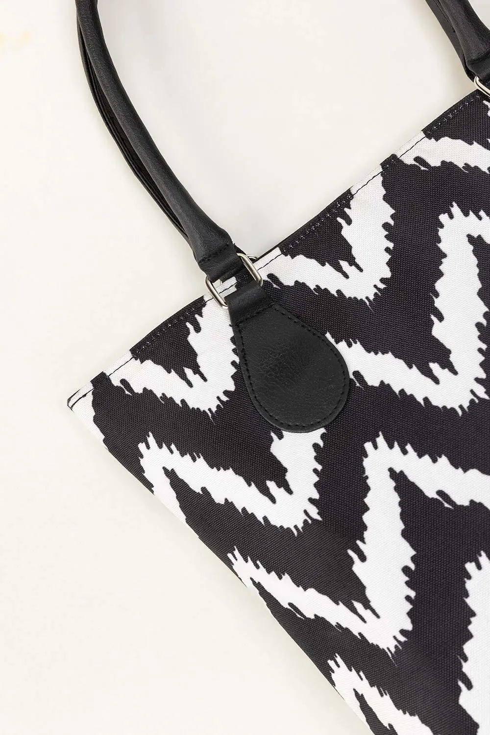 Black and white canvas tote bag with a strap for women in Pakistan - WestStyle