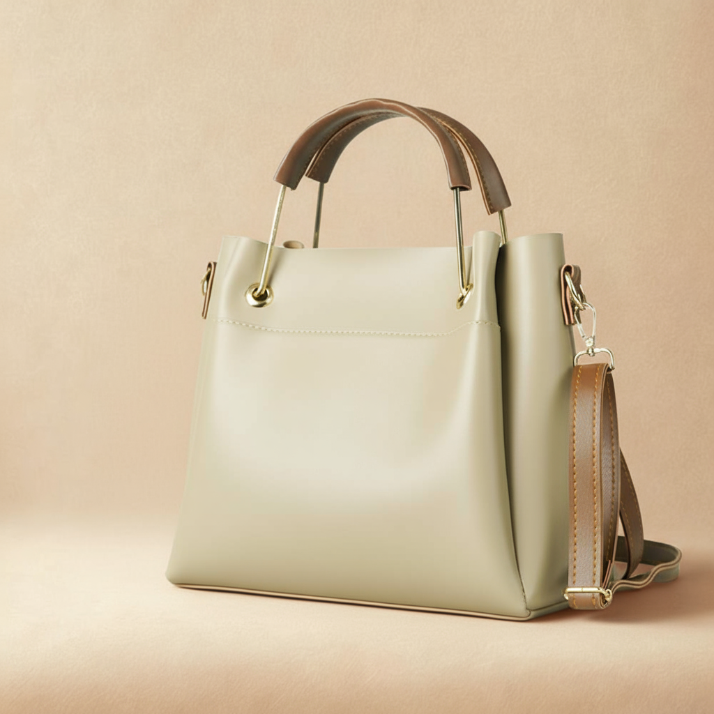 GOLDIE HANDLE BAG - BROWN - M123