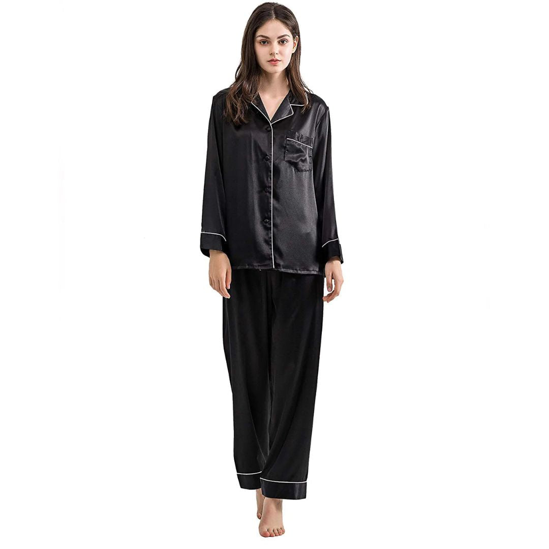 SILK PJ SET - BLACK - M048 WestStyle