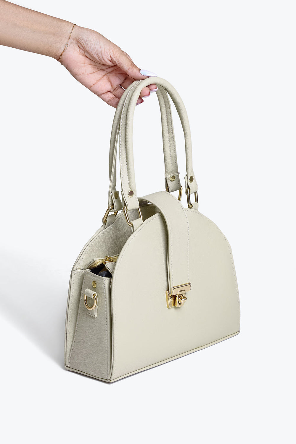 DOME SHAPED CROSSBODY - WHITE - M047 