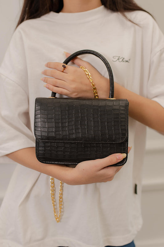 CROC CROSSBODY - BLACK - M029