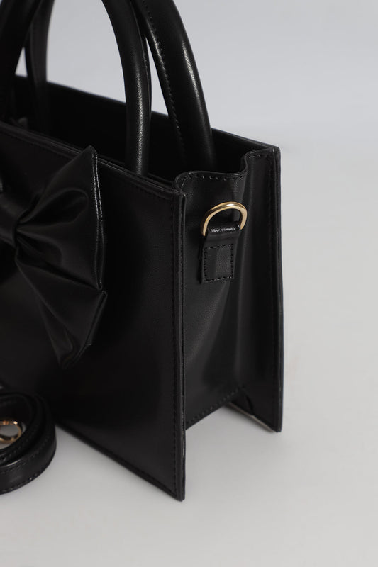 BOW CROSSBODY BAG - BLACK - M027