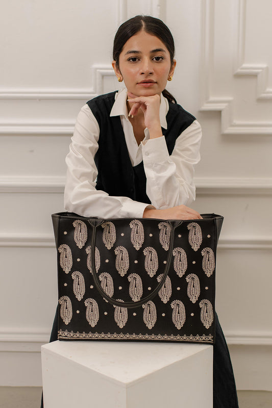 BRODERY CANVAS BAG - BLACK - M031 WestStyle