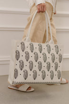 BRODERY CANVAS BAG - WHITE - M031 WestStyle