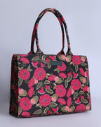 BLACK PINK FLORAL CANVAS - M069