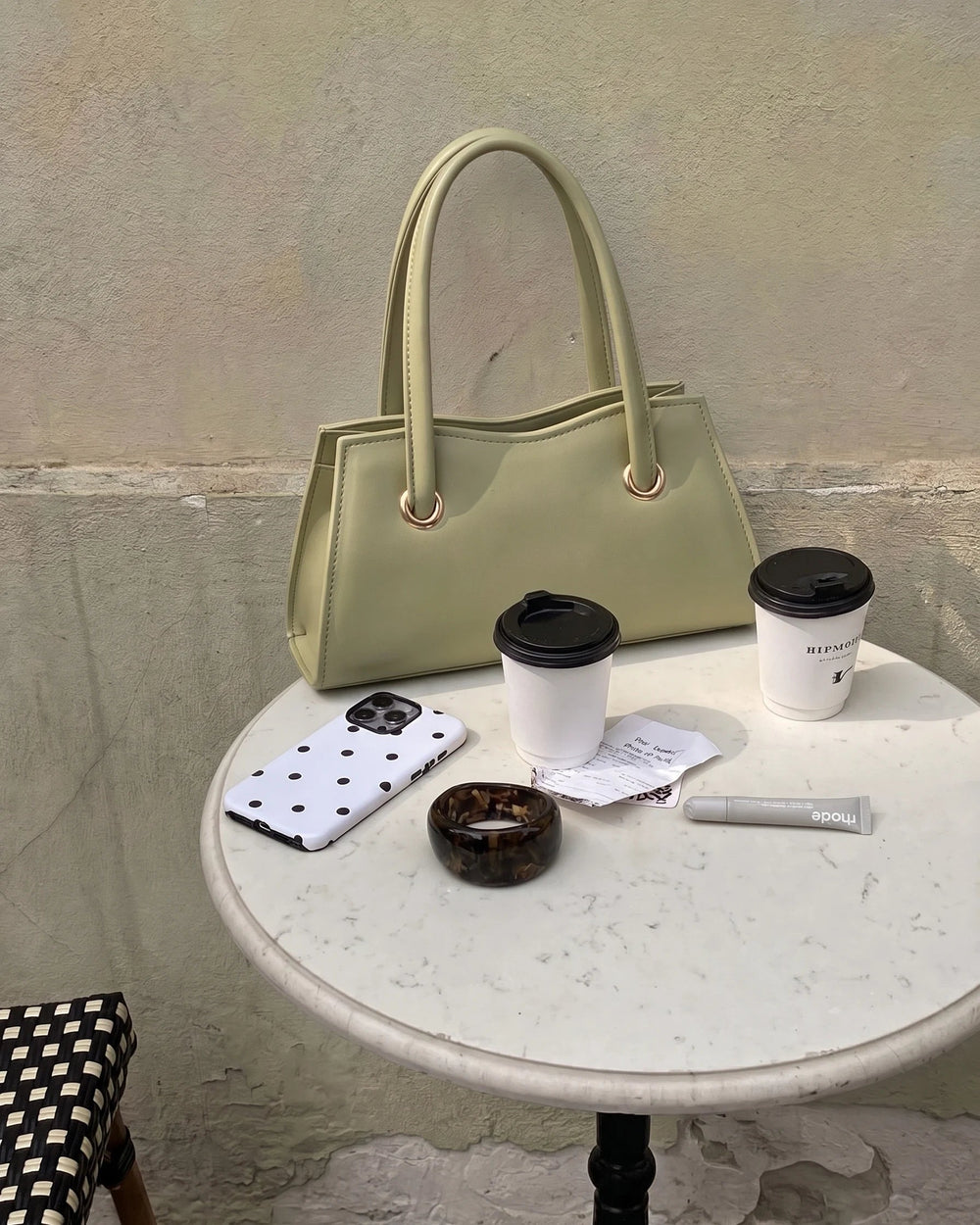 WestStyle Baul Ring olive sage green crossbody bag with rose-gold O-ring handles and scalloped top edge viral crossbody bag for girls online Pakistan