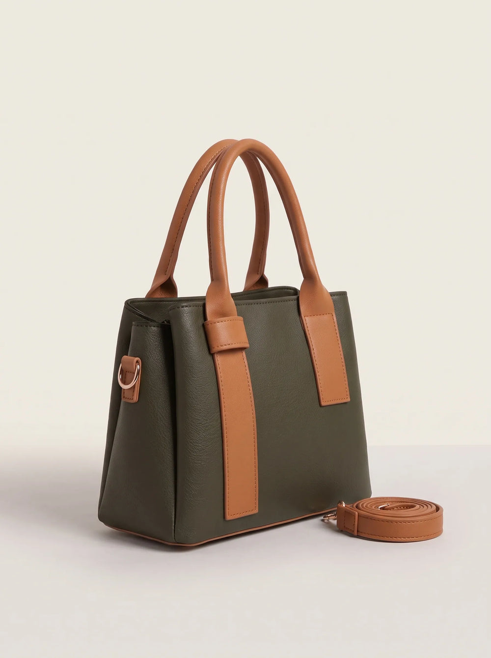 WestStyle Roma dark shoulder bag front view showing tan contrast design college handbag for girls Pakistan