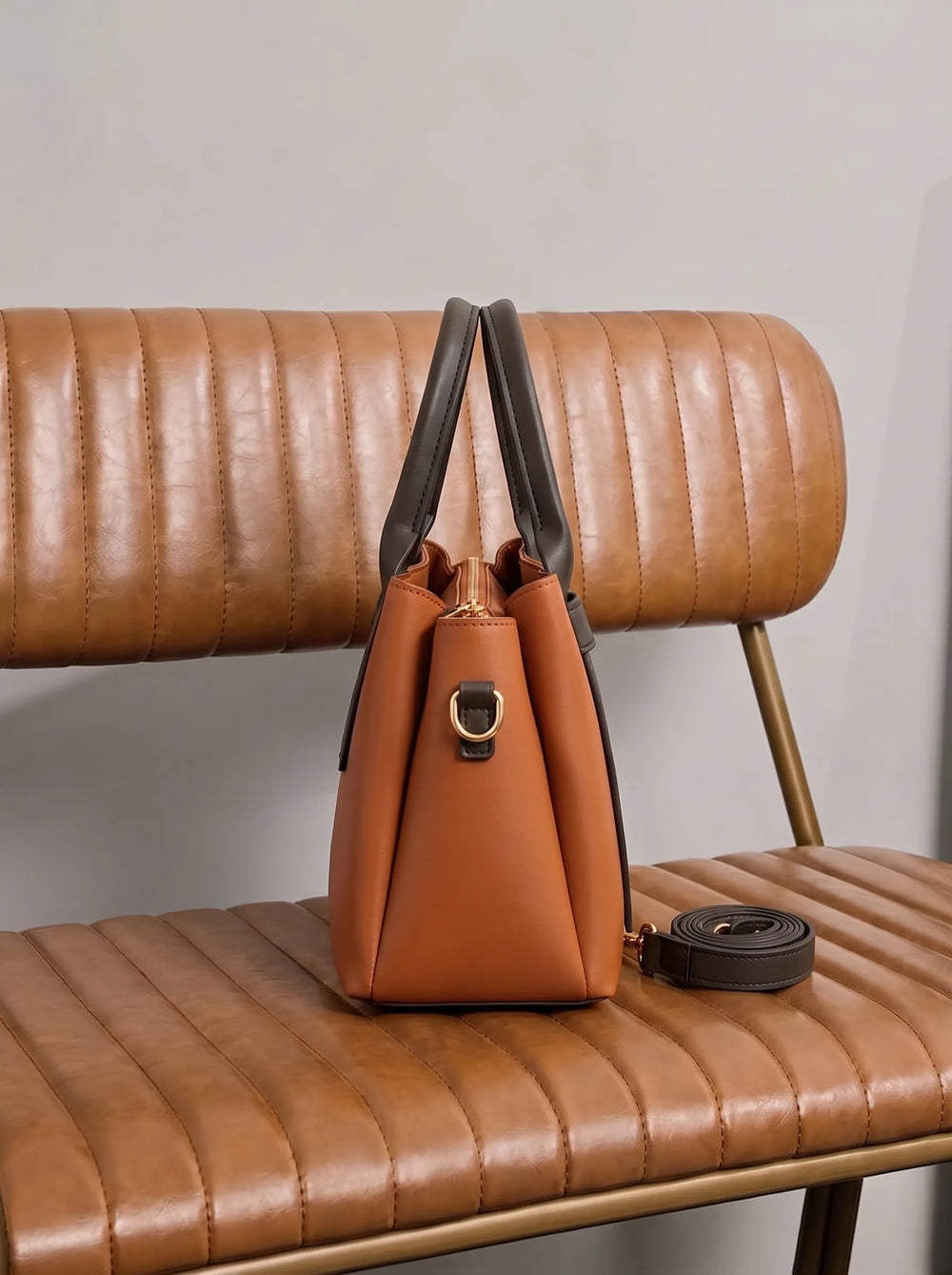 Dark contrast panel and dual top handles on WestStyle Roma mustard shoulder bag trendy shoulder bag for women Pakistan