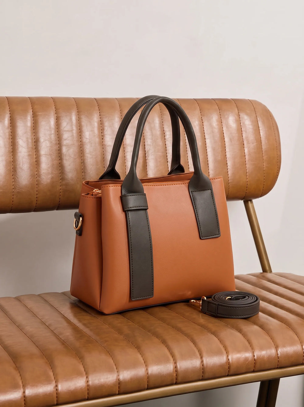 WestStyle Roma mustard tan dual-tone shoulder bag showing structured body and detachable dark strap affordable shoulder bag Pakistan