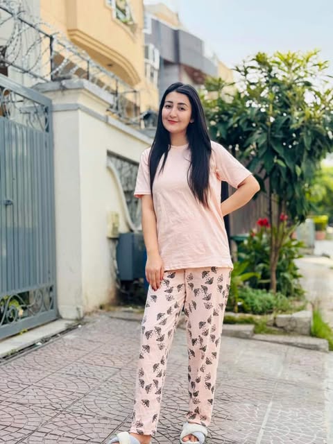 BUTTERFLY PRINTED SUIT - PINK - M084