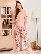 BUTTERFLY PRINTED SUIT - PINK - M084