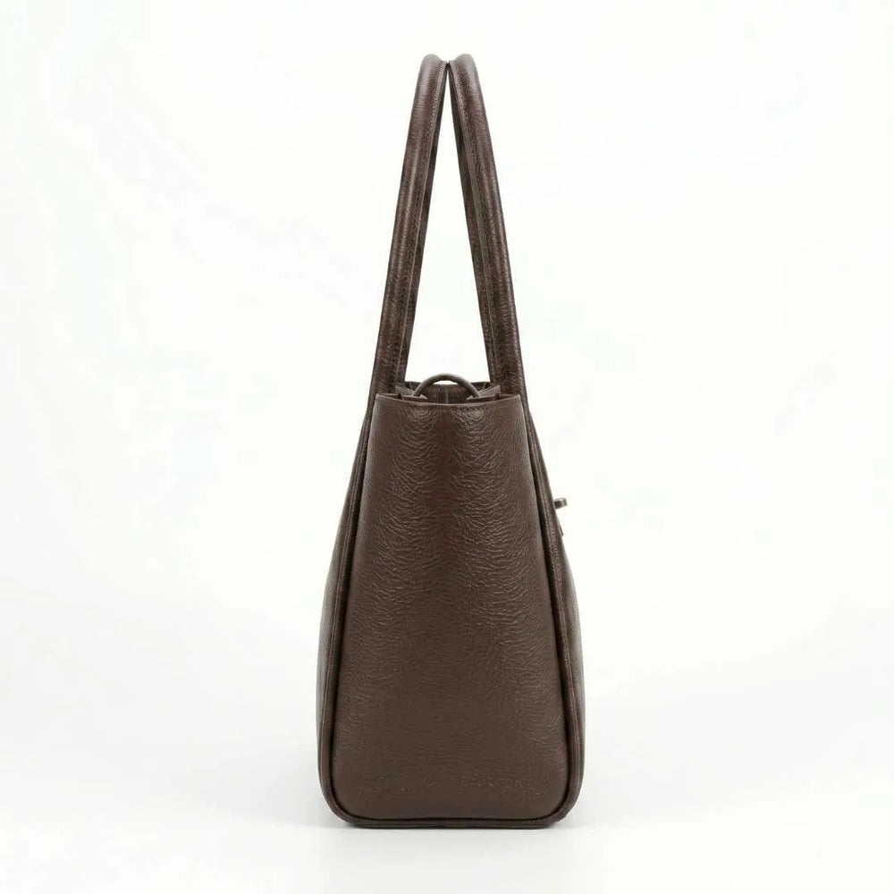 WestStyle Joblet brown leather tote bag worn on shoulder large office tote bag for women online Pakistan