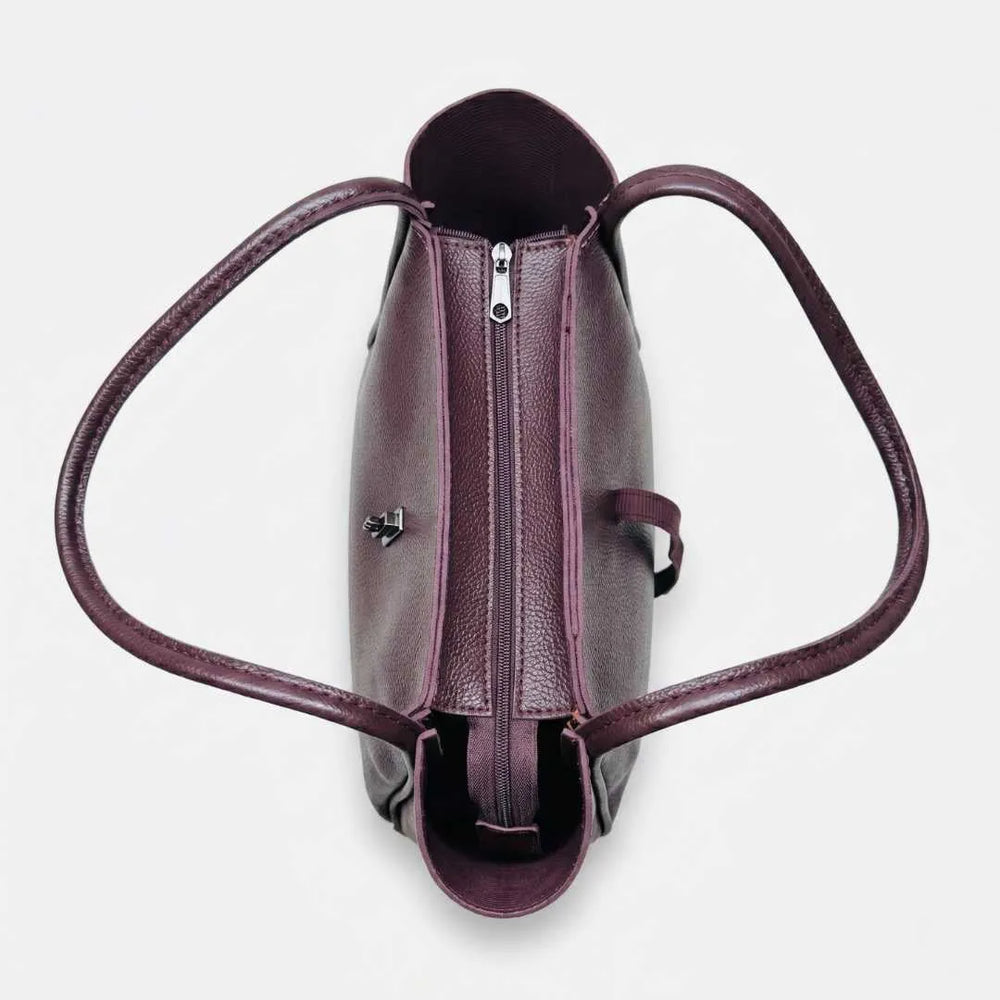 Gunmetal turnlock closure and strap tab on WestStyle Joblet brown tote bag premium leather tote bag Pakistan