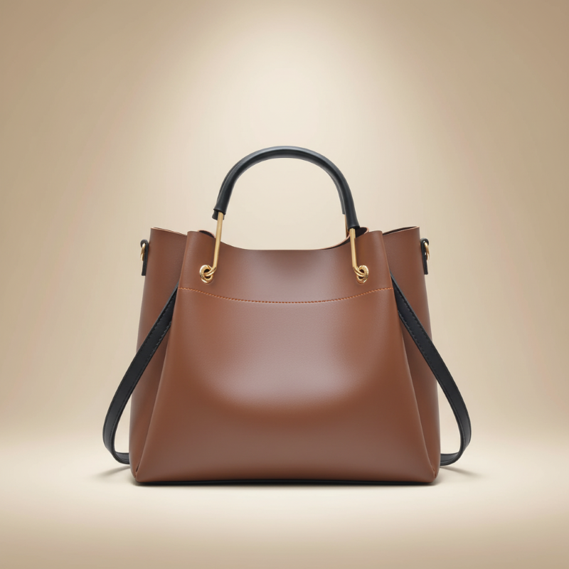 GOLDIE HANDLE BAG - BROWN - M123
